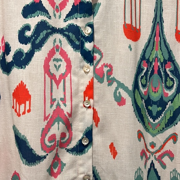 Linen Patterned button down flared dress - Picture 4 of 5